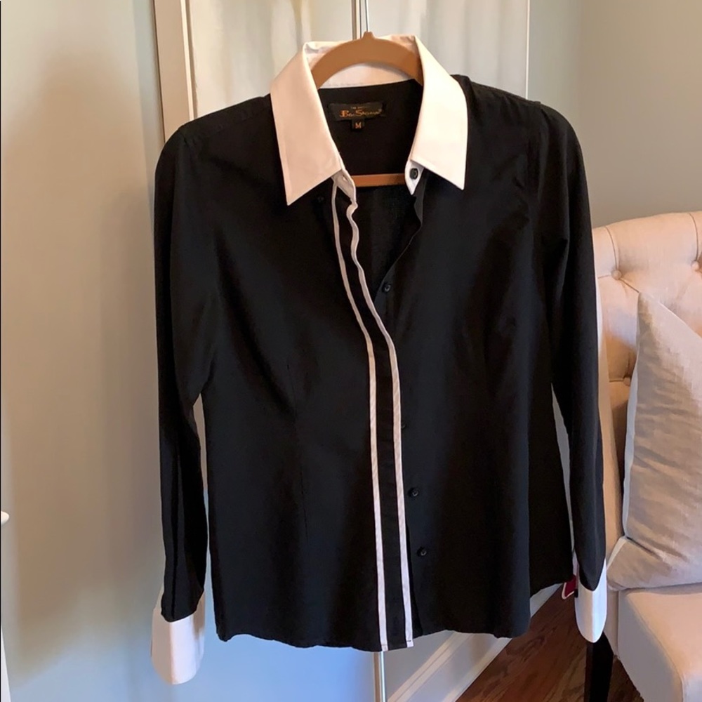 Ben Sherman Black & White Shirt with Red Accents